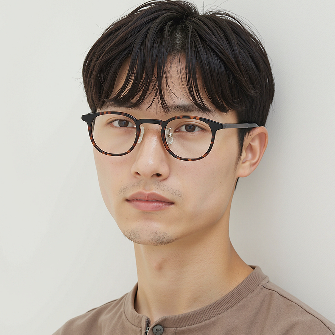 Lenskart Air Brown Transparent Full Rim Round left side