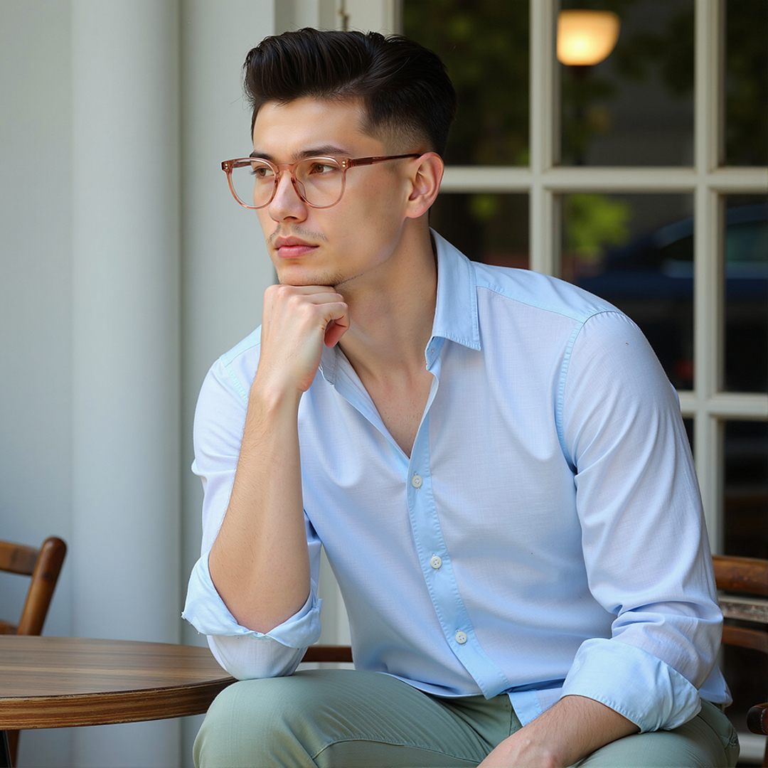 Lenskart Brown Transparent Full Rim Round left side