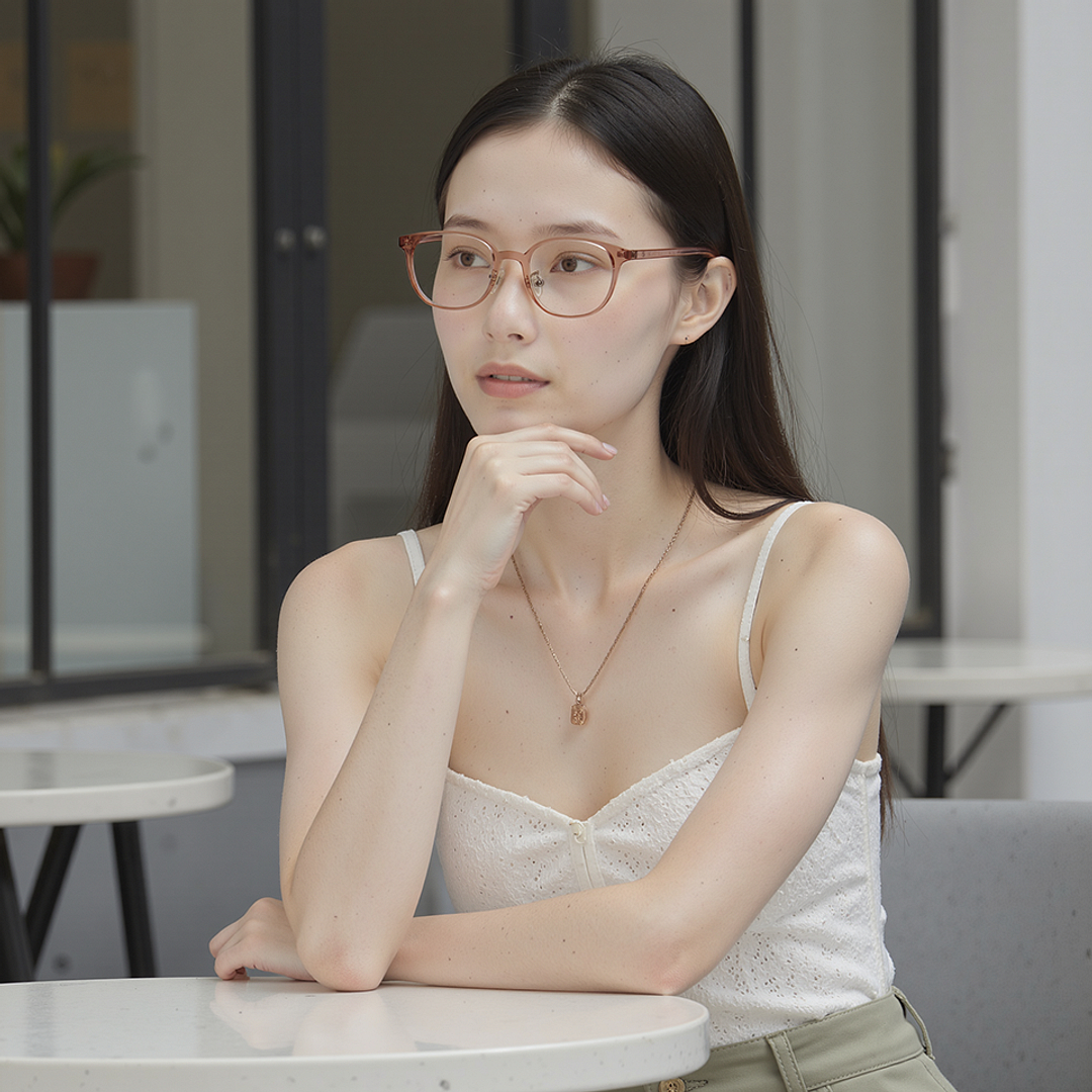 Lenskart Air LA Brown Transparent Full Rim Square left side