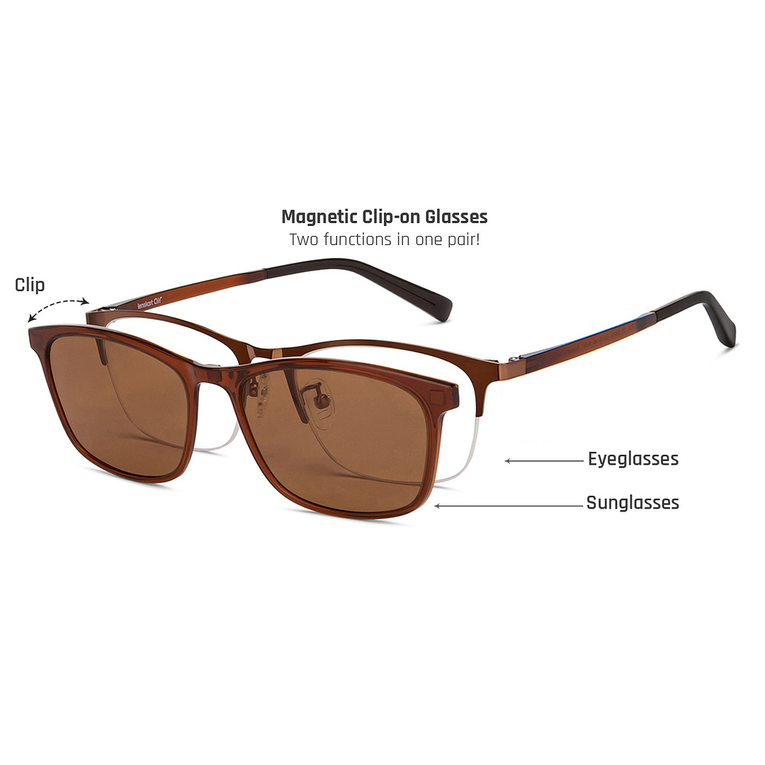 Lenskart Air Light Brown Half Rim Rectangle left side