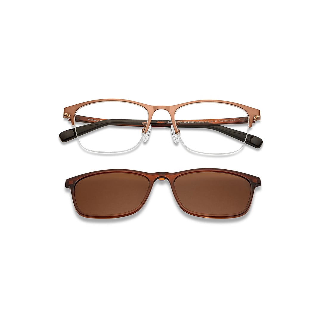 Lenskart Air Light Brown Half Rim Rectangle left side