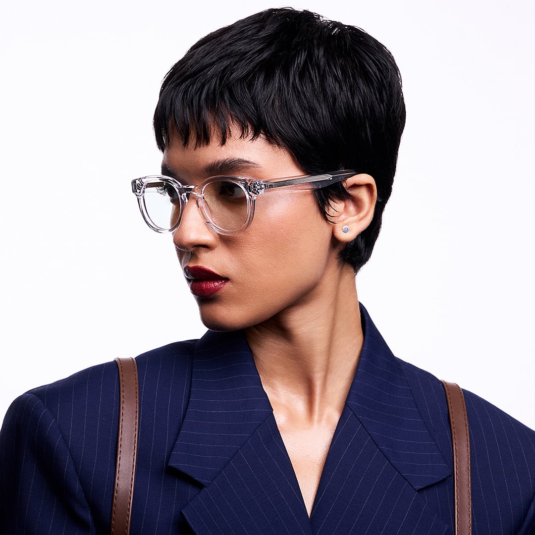 Lenskart Studio Online Crystal Transparent Full Rim Round left side