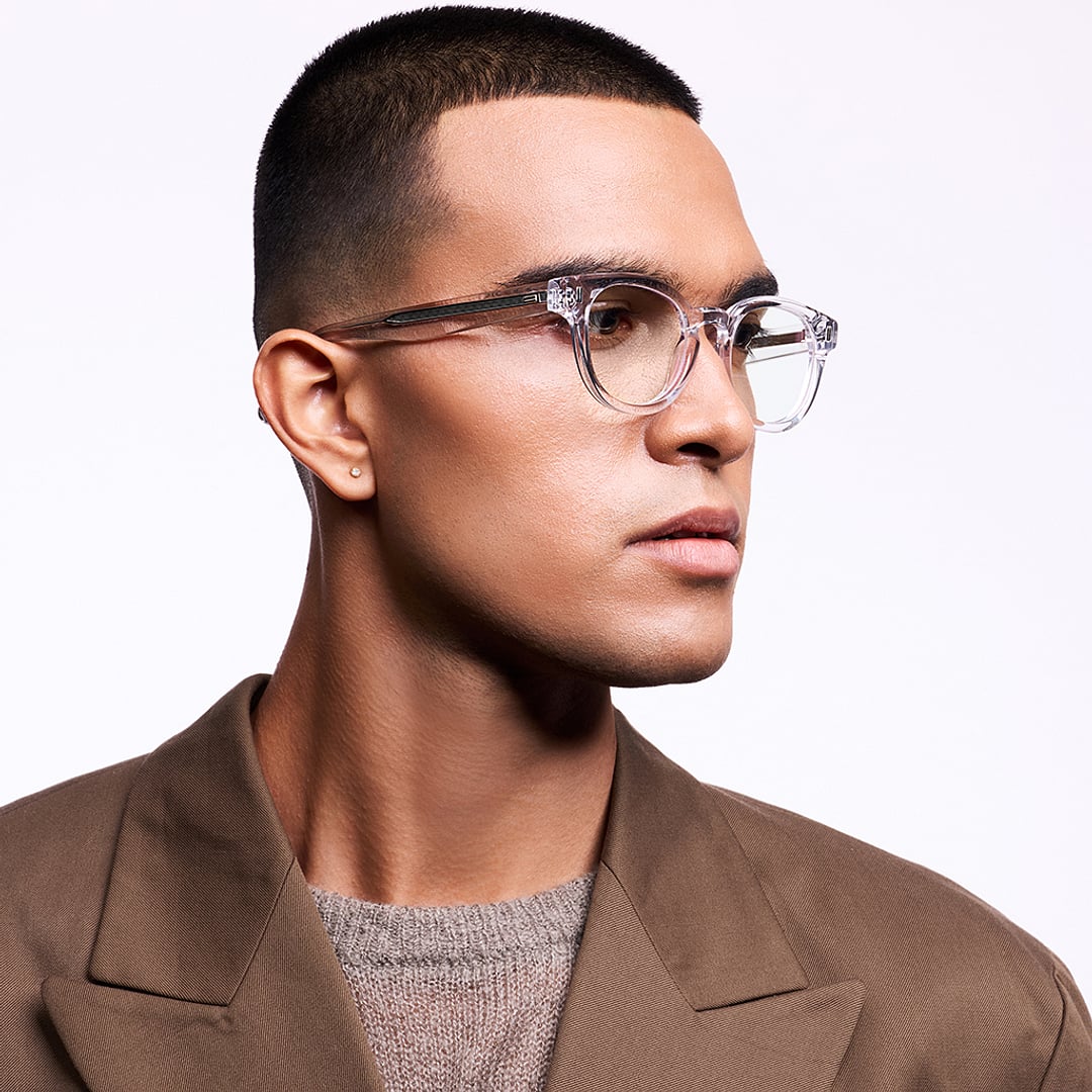 Lenskart Studio Online Crystal Transparent Full Rim Round left side