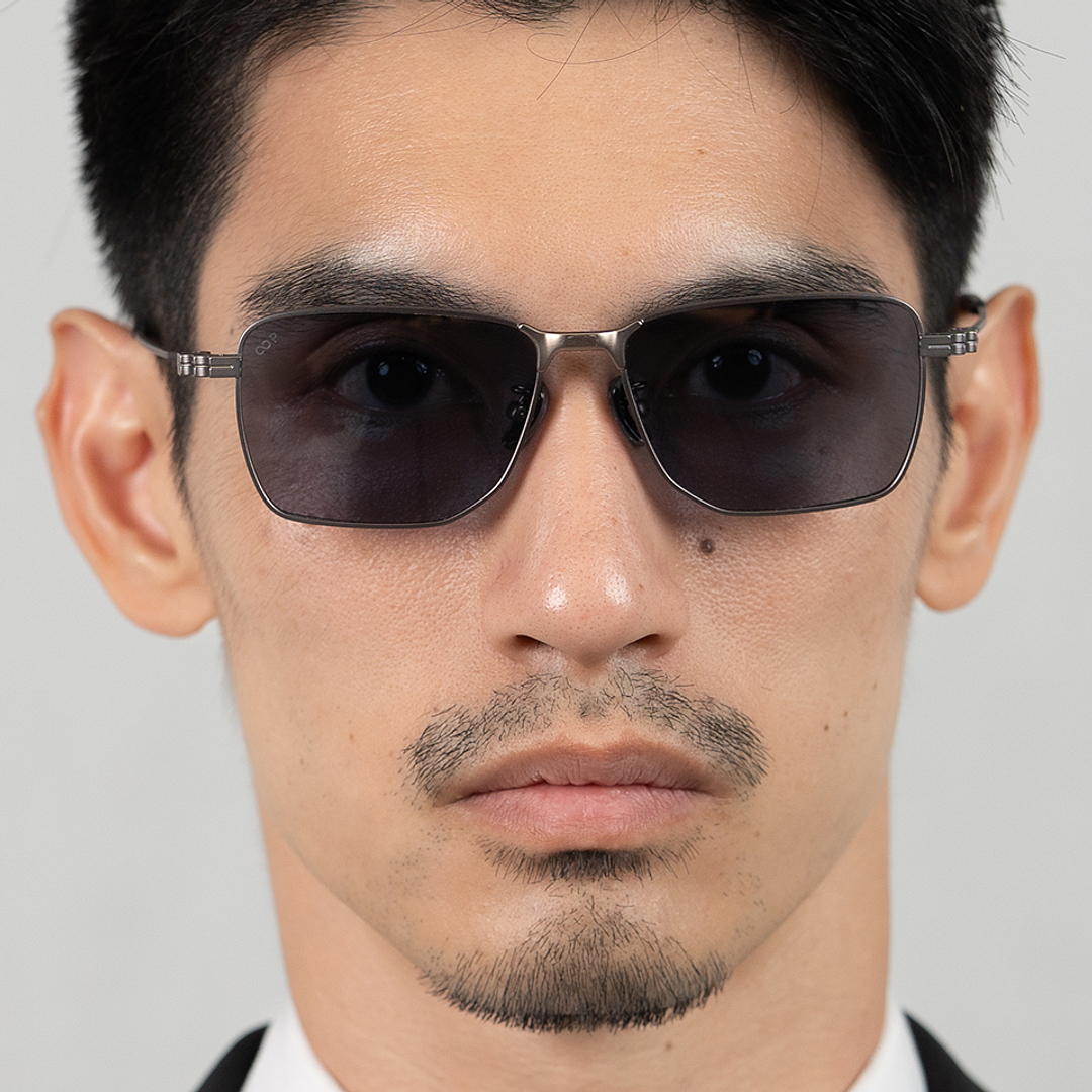 Lenskart Mid Gunmetal Full Rim Geometric left side