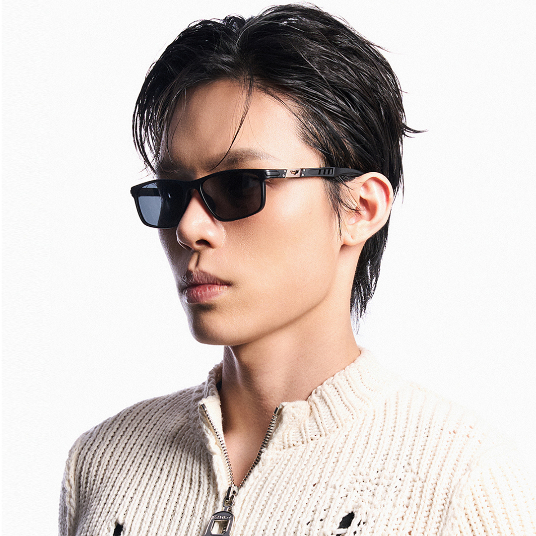 Lenskart STUDIO Matte Black Full Rim Rectangle left side