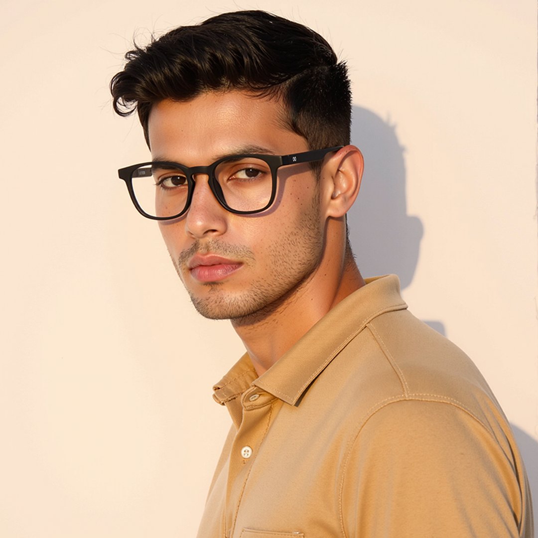 Lenskart Hustlr Screen Glasses Blue Block Zero Power Screen Glasses : Dark Night Full Rim Square Lenskart HUSTLR LB E14058-XW C40 right side