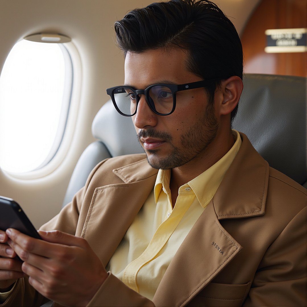 Lenskart Hustlr Screen Glasses Blue Block Zero Power Screen Glasses : Dark Night Full Rim Square Lenskart HUSTLR LB E14058-XW C40 left side