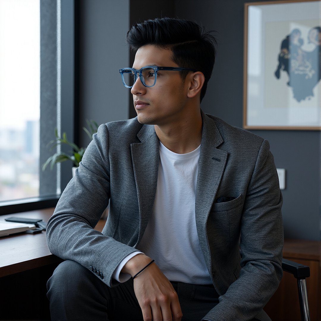 Lenskart Hustlr Online Denim-Ace Full Rim Square left side