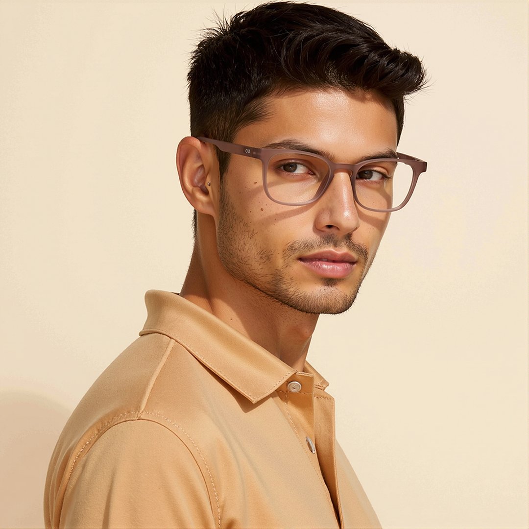 Lenskart Hustlr Online Dusty Rose Full Rim Square left side