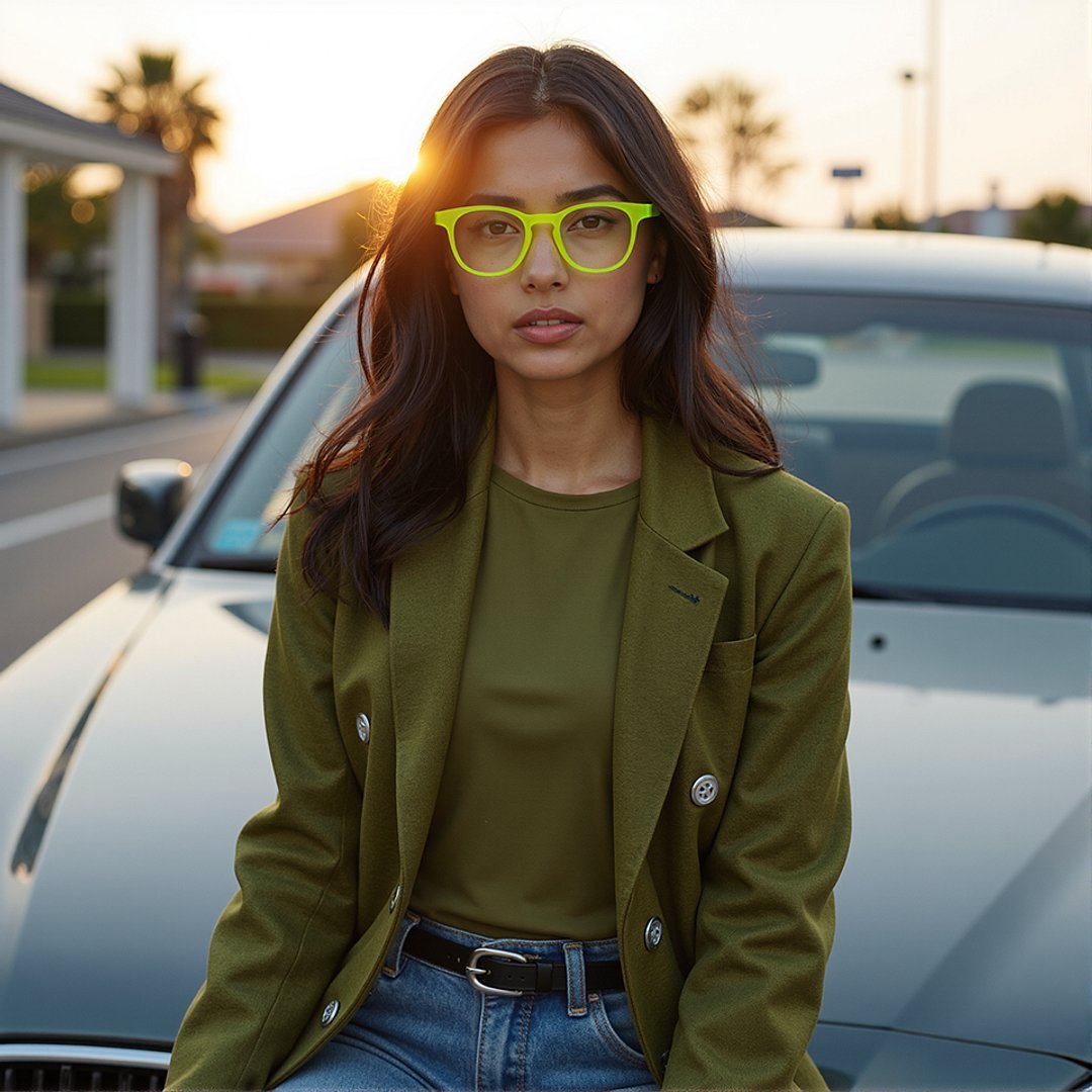 Lenskart Hustlr Online Electric Green Full Rim Square right side