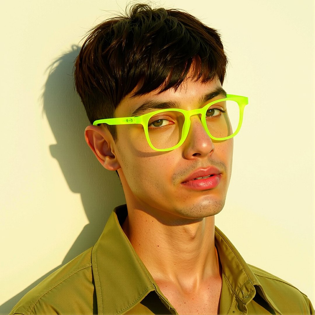 Lenskart Hustlr Online Electric Green Full Rim Square left side