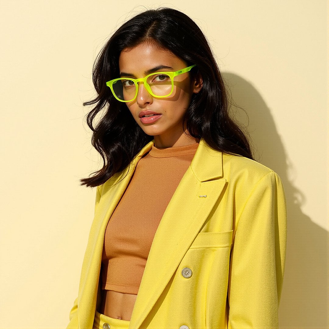 Lenskart Hustlr Online Electric Green Full Rim Square left side