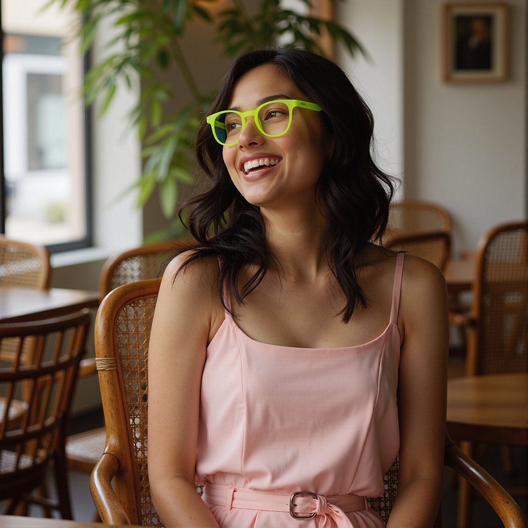 Lenskart Hustlr Online Electric Green Full Rim Square right side