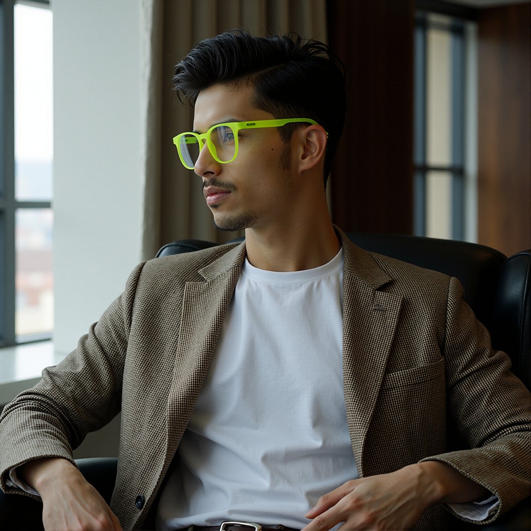 Lenskart Hustlr Online Electric Green Full Rim Square left side