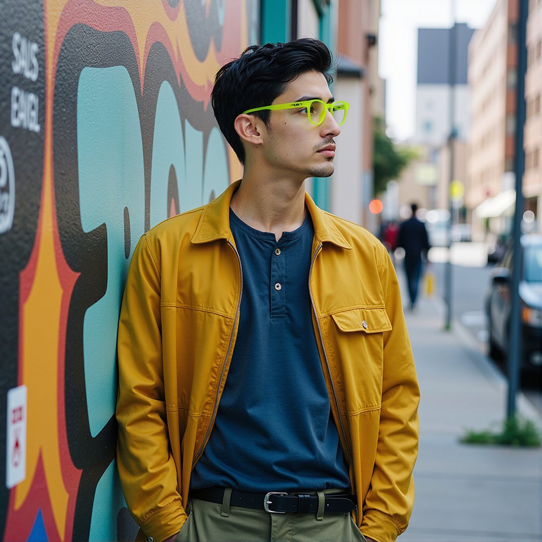 Lenskart Hustlr Online Electric Green Full Rim Square left side