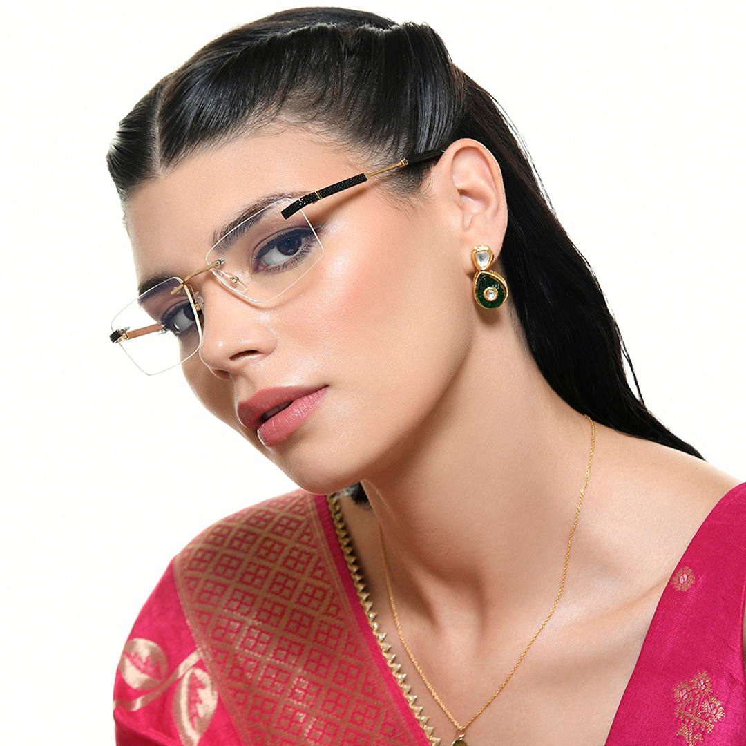 Lenskart Studio Online Black Rimless Rectangle left side