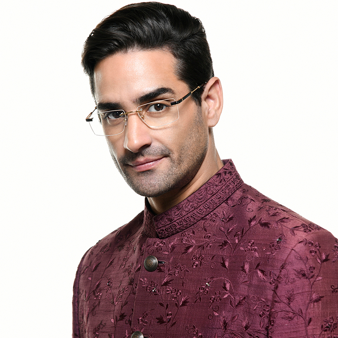 Lenskart Studio Online Black Rimless Rectangle right side