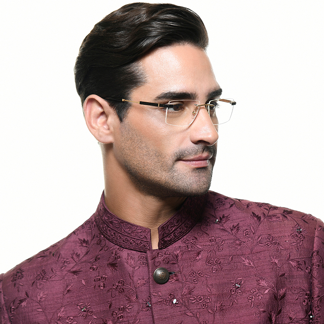 Lenskart Studio Online Black Rimless Rectangle left side