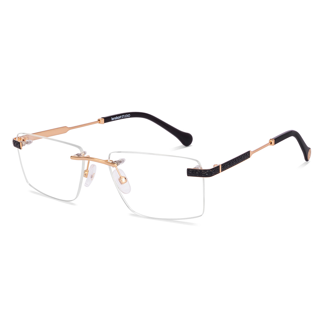 Lenskart Studio Online Black Rimless Rectangle left side