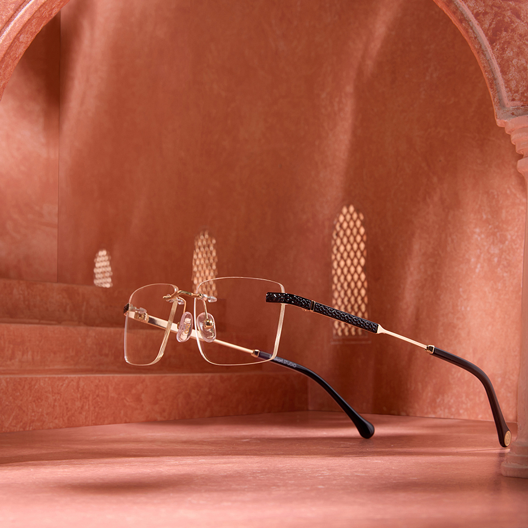 Lenskart Studio Online Black Rimless Rectangle left side