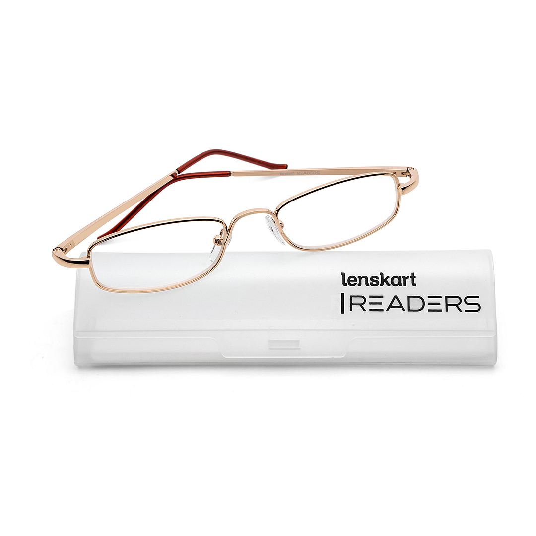 Lenskart READERS Gold Golden Brown Full Rim Rectangle Lenskart READERS LR 6967 Only for 1 5 Prefitted Powers left side