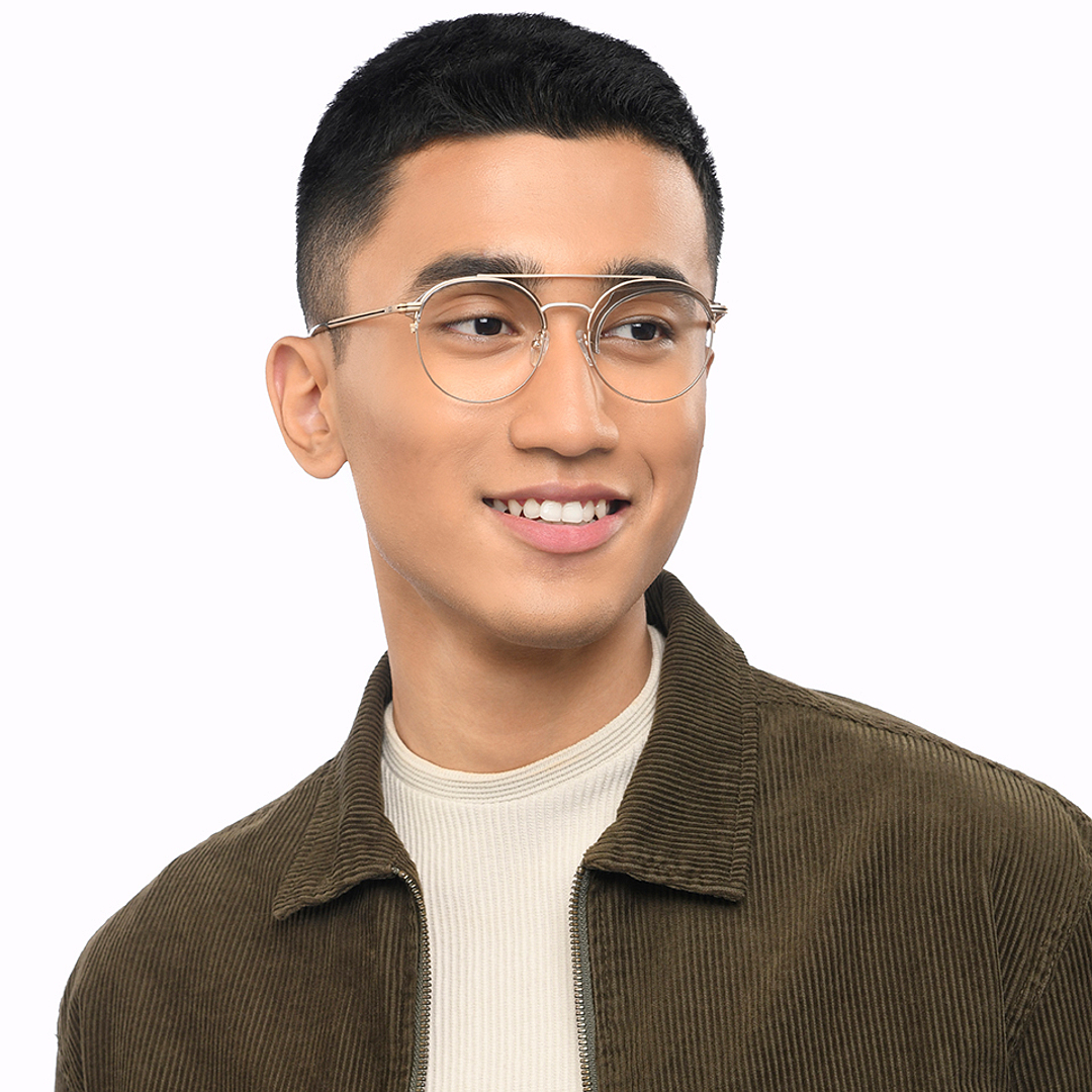 Lenskart Studio Online Gold Full Rim Round right side