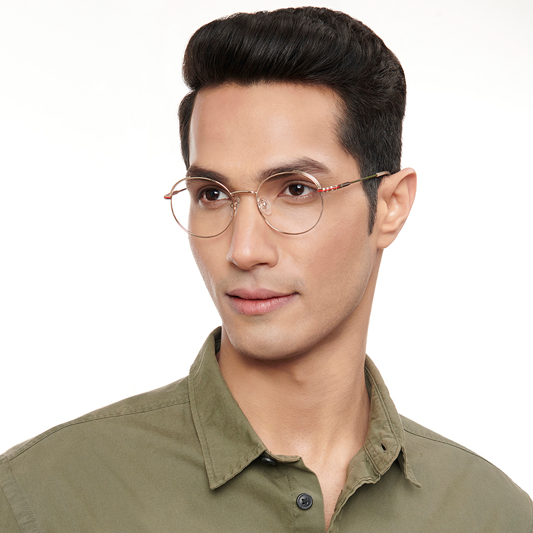 Lenskart Studio Online Gold Full Rim Round left side