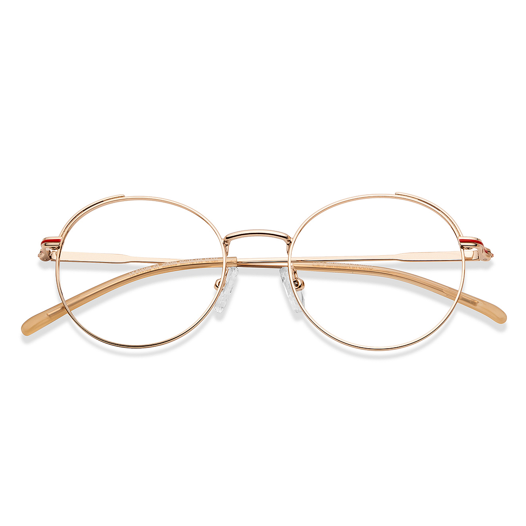 Lenskart Studio Online Gold Full Rim Round left side