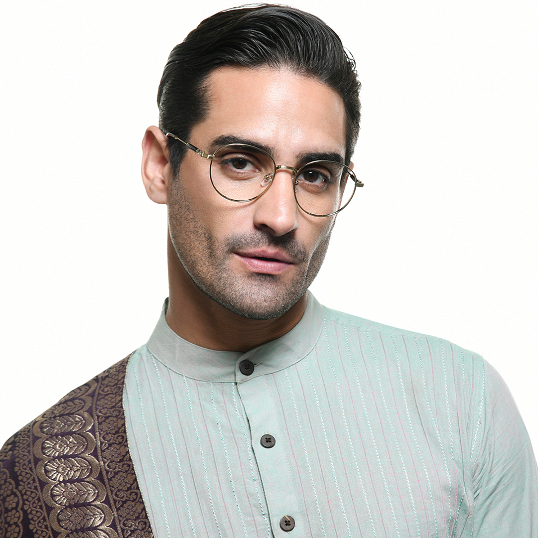 Lenskart Studio Online Gold Full Rim Round right side