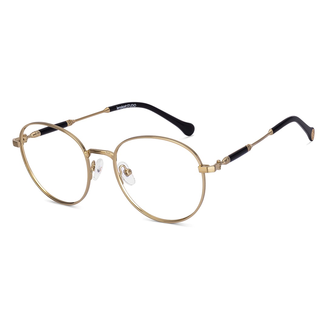 Lenskart Studio Online Gold Full Rim Round left side