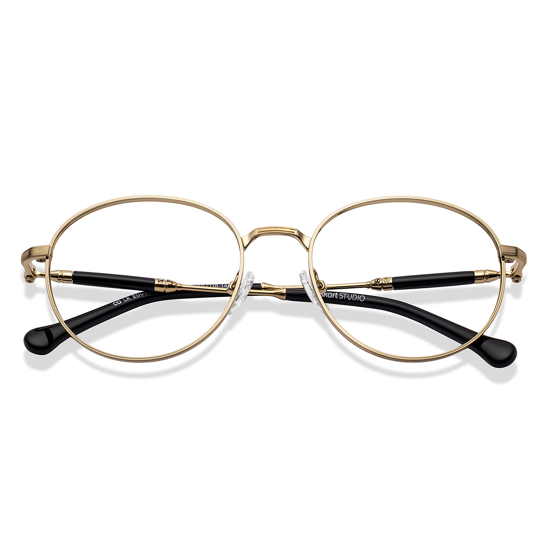 Lenskart Studio Online Gold Full Rim Round left side