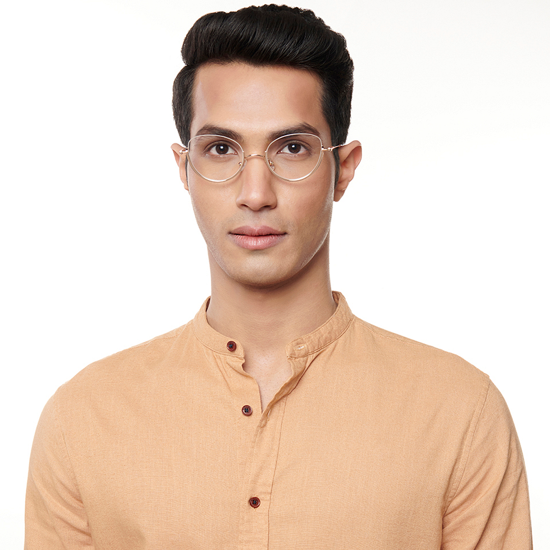 Lenskart Studio Online Gold Half Rim Cat Eye right side