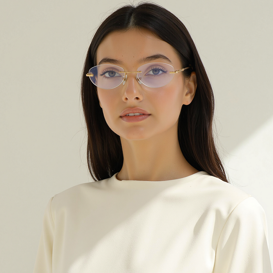 لينسكارت ذهب بدون حافة بيضاوي left side