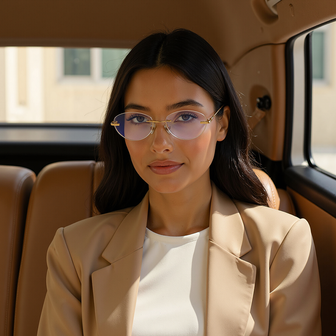 لينسكارت ذهب بدون حافة بيضاوي left side