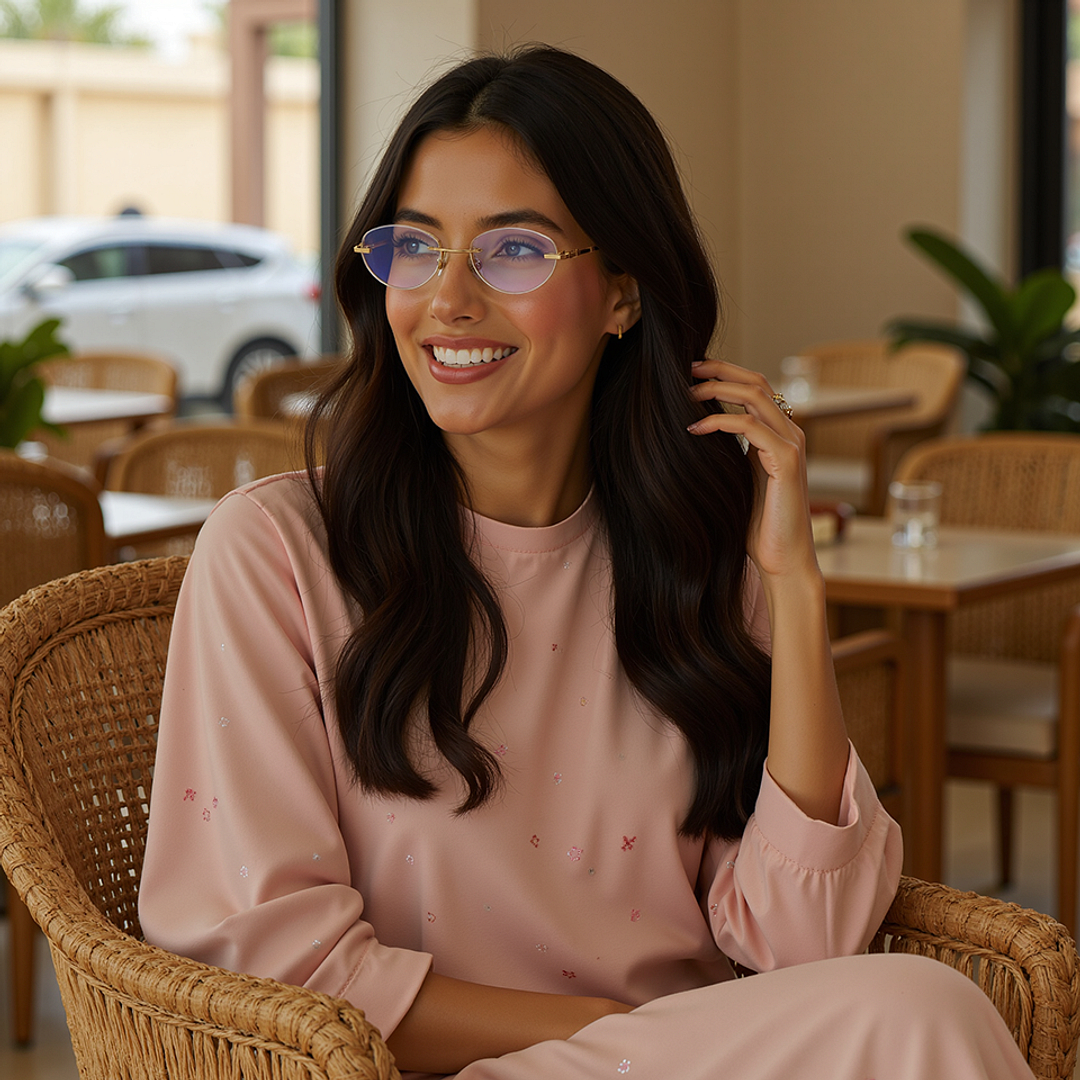 لينسكارت ذهب بدون حافة بيضاوي right side