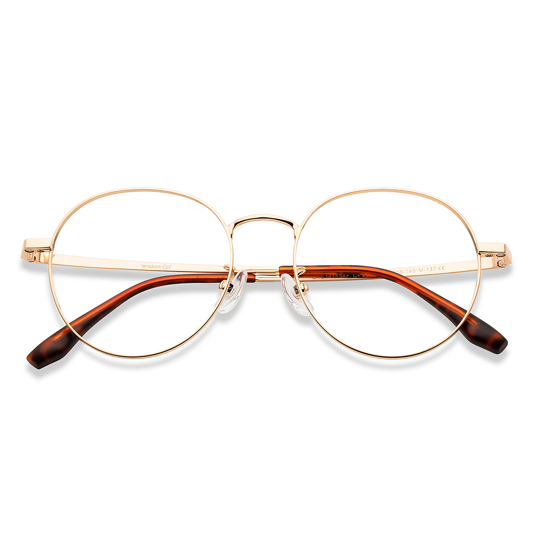Lenskart Air Gold Full Rim Round left side