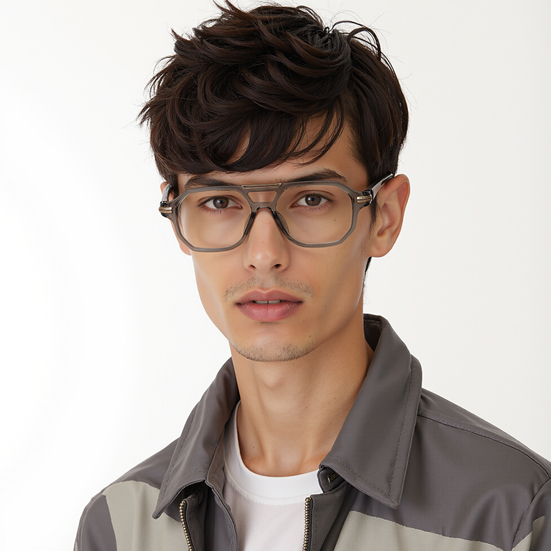 Lenskart STUDIO Gray Full Rim Geometric left side