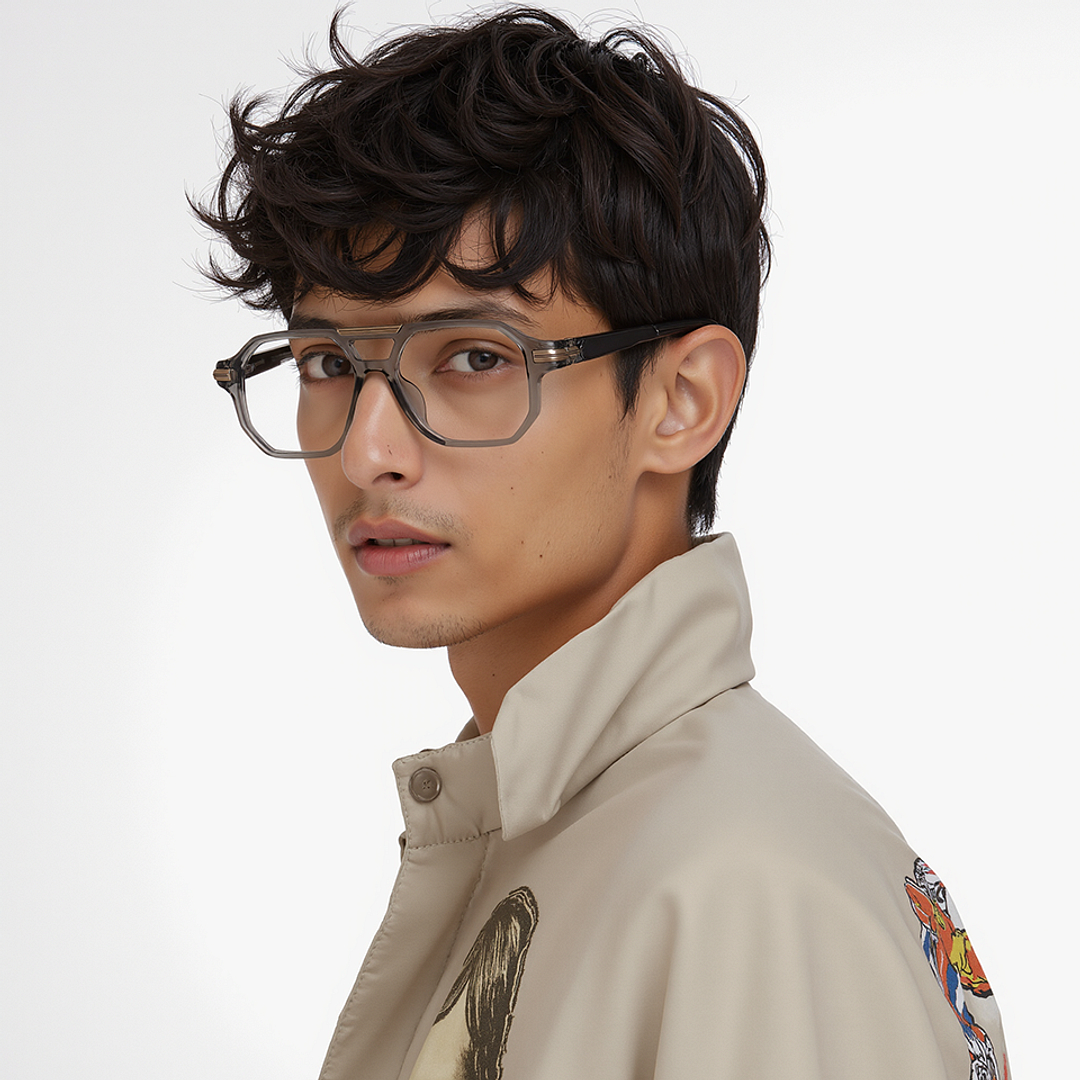 Lenskart STUDIO Gray Full Rim Geometric right side