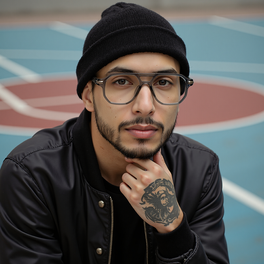 Lenskart STUDIO Gray Full Rim Geometric left side