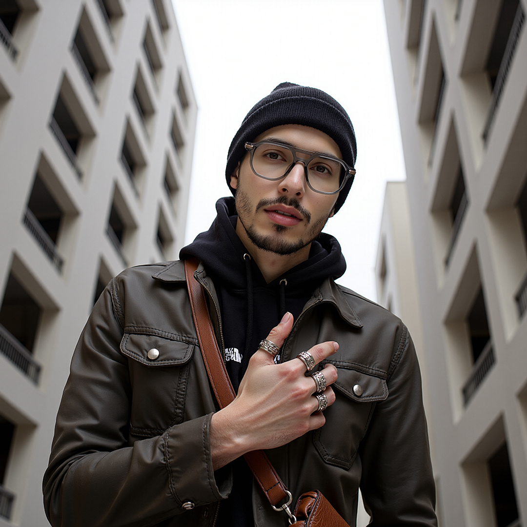 Lenskart STUDIO Gray Full Rim Geometric left side