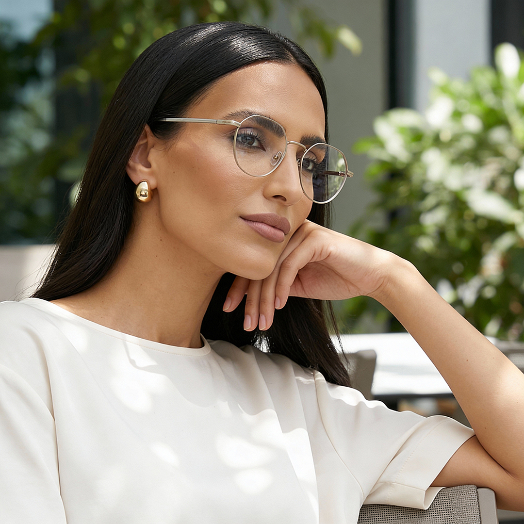 Lenskart Air Silver Full Rim Round left side