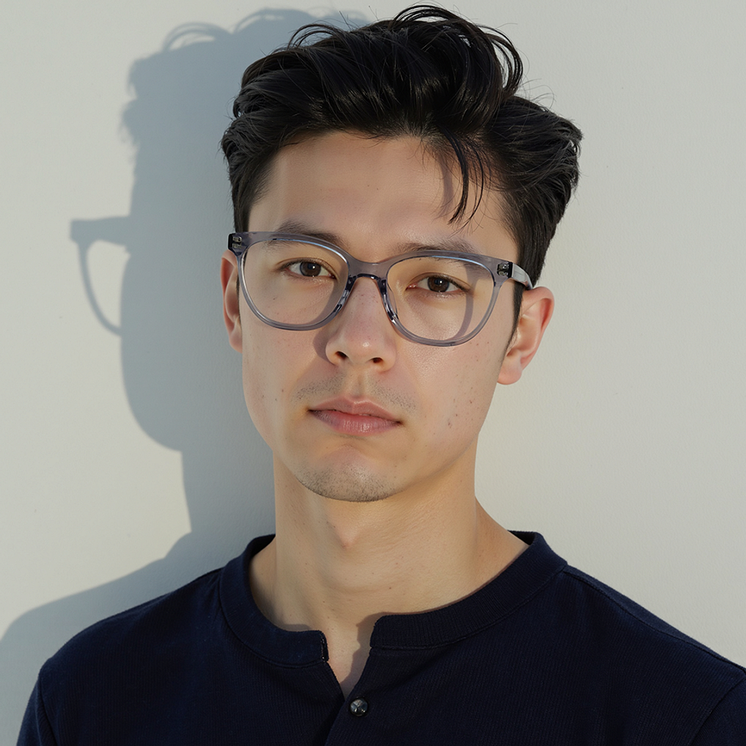 Lenskart Gray Transparent Full Rim Cat Eye left side