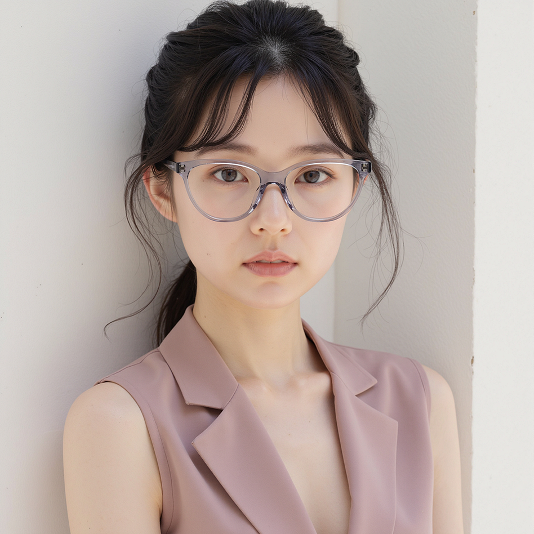 Lenskart Gray Transparent Full Rim Cat Eye left side