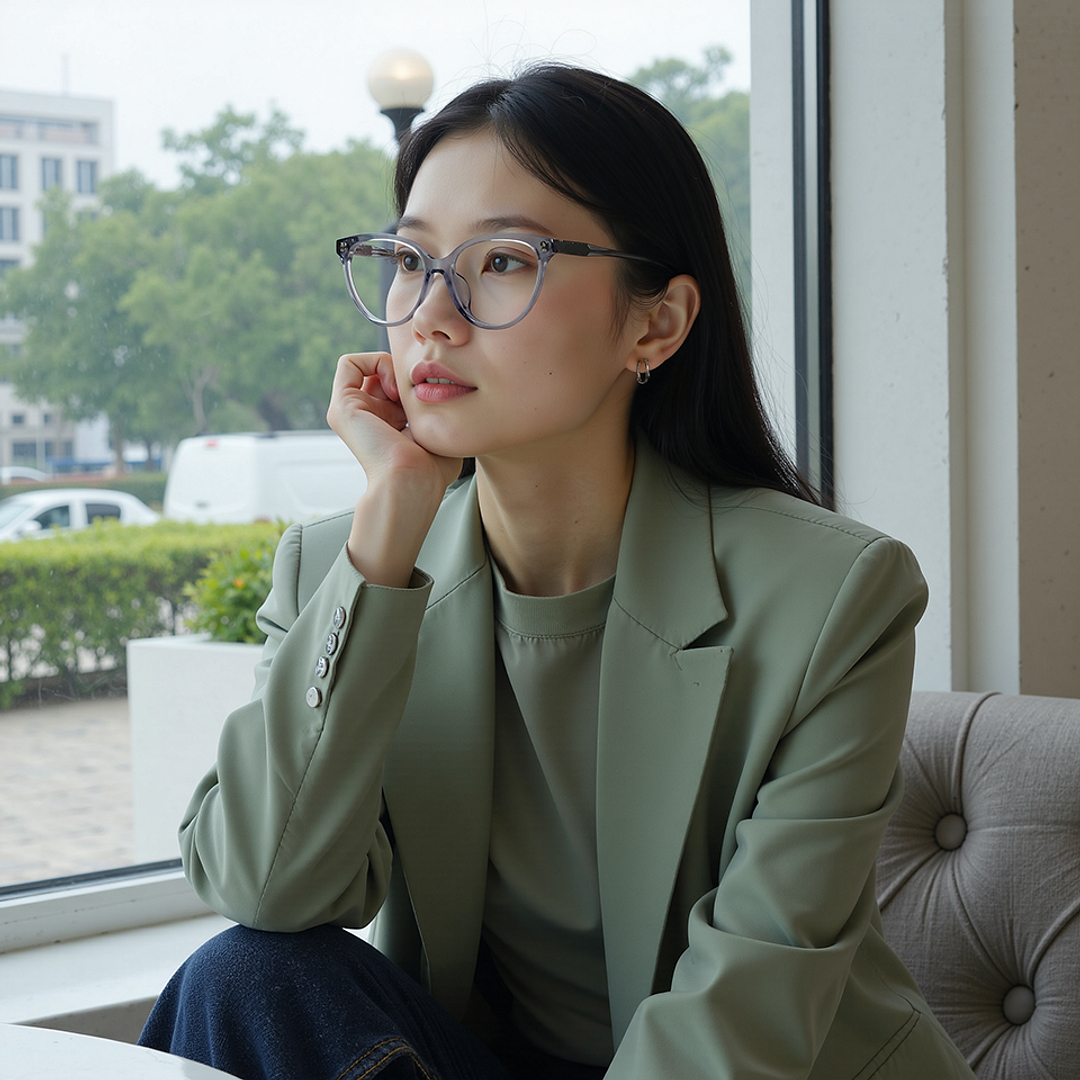 Lenskart Gray Transparent Full Rim Cat Eye right side