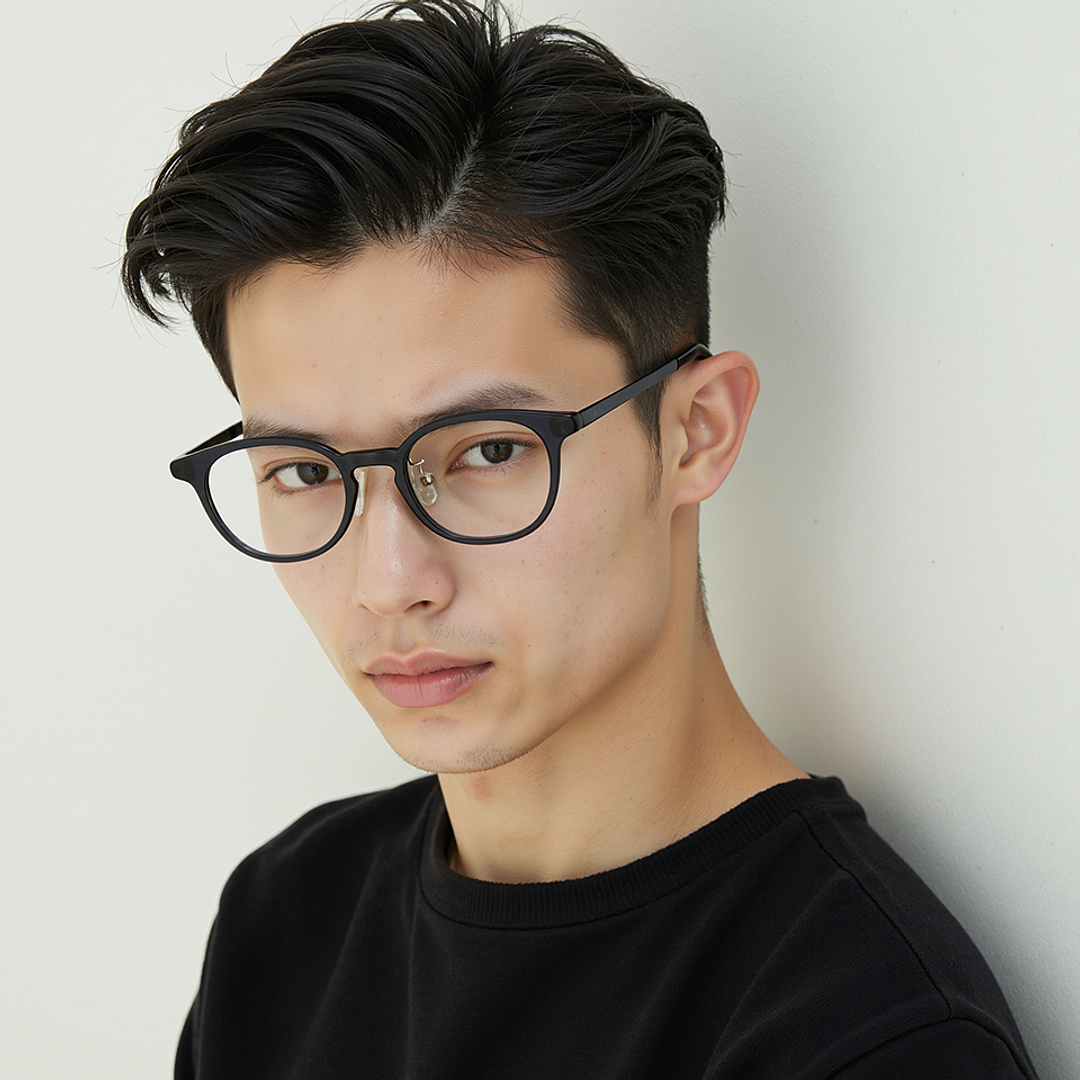 Lenskart Air Gray Transparent Full Rim Round left side