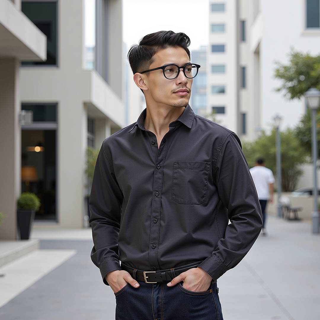 Lenskart Air Gray Transparent Full Rim Round left side