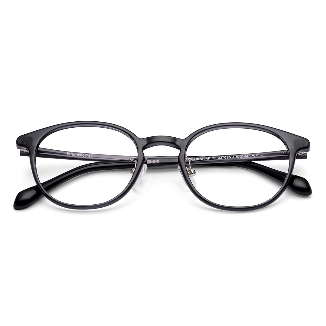 Lenskart Air Gray Transparent Full Rim Round left side