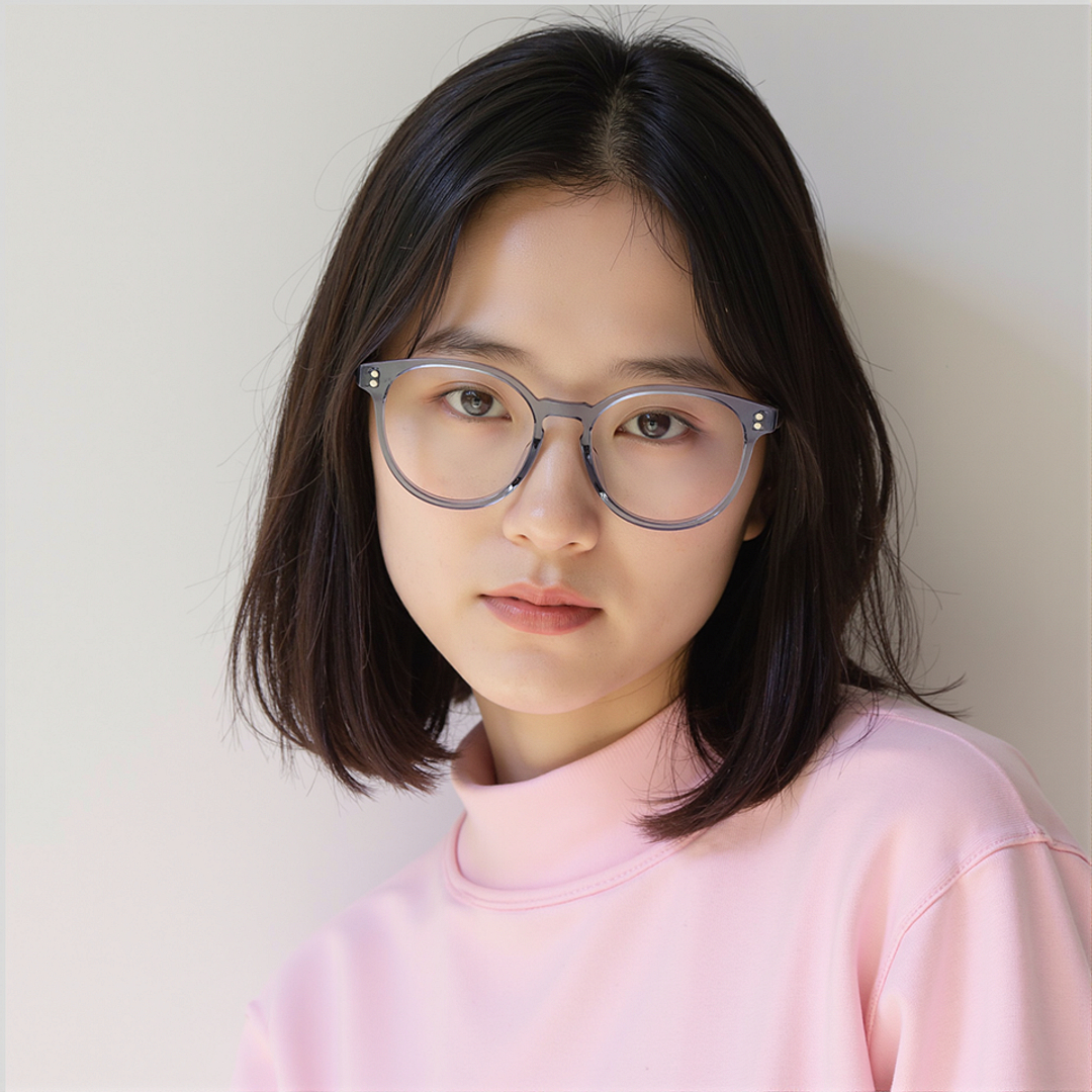 Lenskart Gray Transparent Full Rim Round left side