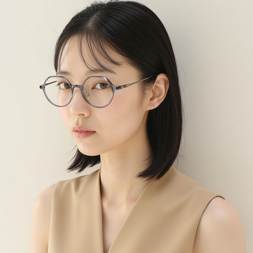 Lenskart Gray Transparent Full Rim Round left side