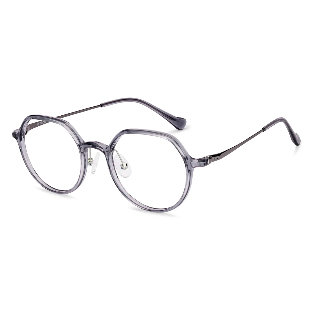 Lenskart Gray Transparent Full Rim Round left side
